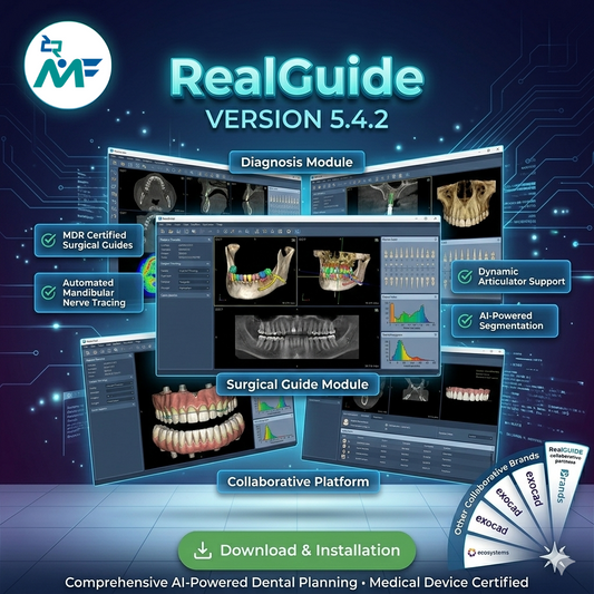 RealGUIDE 5.4.2 AI-driven dental implant planning software interface